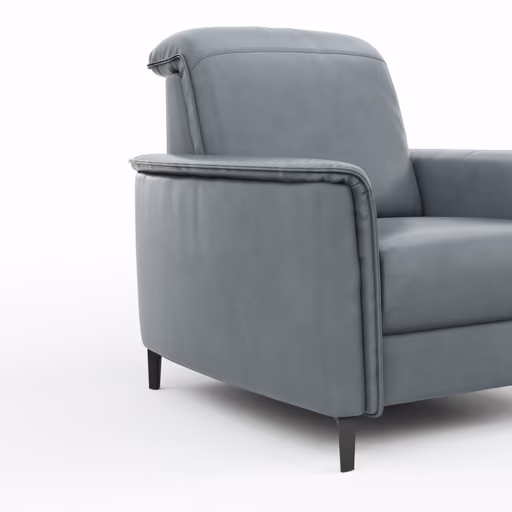 Sessel Bolivien - Kopfteil verstellbar, Leder, Steel