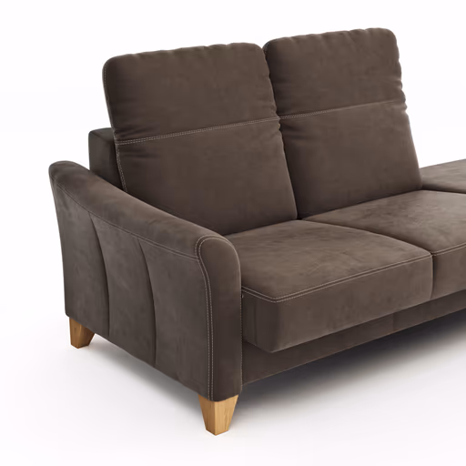 Sofa Canterbury - Recamiere links inkl. Kopfteil verstellbar und Sitzvorzug (motorisch), Stoff, Dunkelbraun