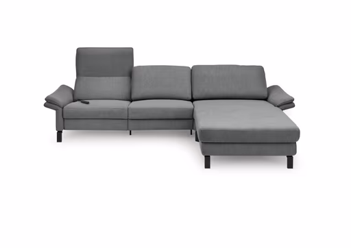 Ecksofa CALM PREMIUM 2.0 - 3-Sitzer mit Longchair rechts, Relaxfunktion motorisch, Armlehne verstellbar, Stoff, Anthrazit