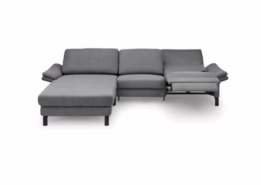 Ecksofa CALM PREMIUM 2.0 - Longchair links mit 3-Sitzer, Relaxfunktion motorisch, Armlehne verstellbar, Stoff, Anthrazit