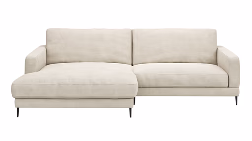 Ecksofa Janne - Longchair links, 1,5-Sitzer, Cord, Offwhite