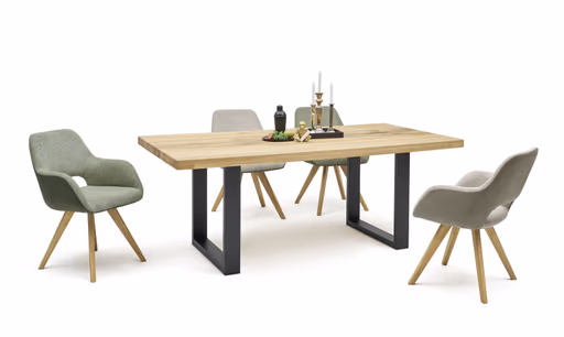 Esstisch - LB ca. 200x100 cm, Zerreiche massiv geölt, Schwarz