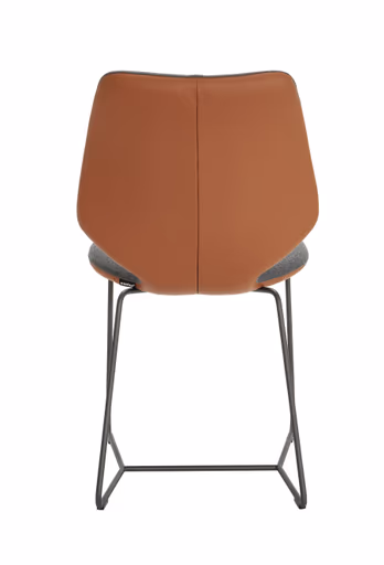 Stuhl Penthouse - Stoff, Steingrau, Leder, Cognac, Kufen, Anthrazit