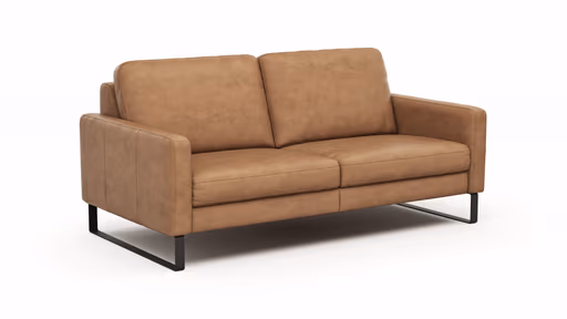 Sofa Enna - 3-Sitzer, Armlehne A, Leder, Cognac Kufe, Schwarz