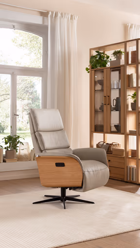 Relaxsessel Amila - Größe L, inkl. 4-motorischer Relaxfunktion und Aufstehhilfe, Leder, Silbergrau