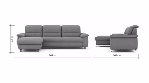 Ecksofa Cornella Classic - Longchair links mit 2-Sitzer, Stoff, Curry