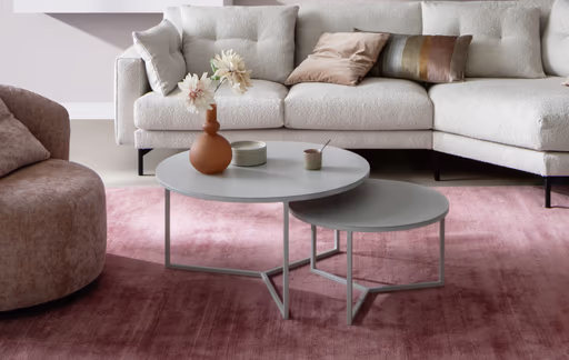 Couchtisch Joan 5 -  LBH ca. 80x80x41,5 cm, Metall, Kreidefarben