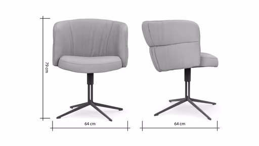 Armlehnstuhl Milana - drehbar, Leder, Offwhite