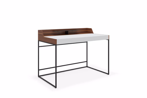 Schreibtisch - Nussbaum, Natur, Lack, Weiß