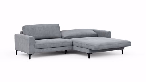 Ecksofa Oviedo - 1,5-Sitzer mit Longchair rechts inkl. Relaxfunktion (motorisch), Stoff, Grau