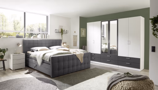 Boxspringbett - Liegefläche ca. 180x200 cm, Stoff, Dunkelgrau