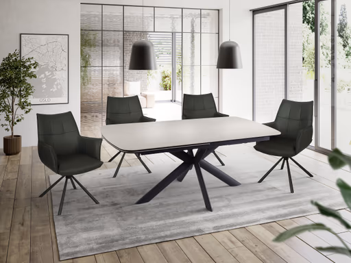 Armlehnstuhl MAKANA - drehbar, Stoff, Schwarz