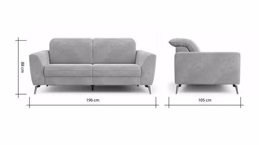 Sofa Tulsa KV - 2,5-Sitzer, inkl. Relaxfunktion und Kopfteilverstellung (motorisch), Stoff, Graubeige