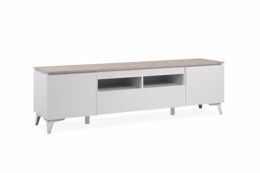 TV-Lowboard - B ca. 177 cm, Weiß, Sandstein Nachbildung