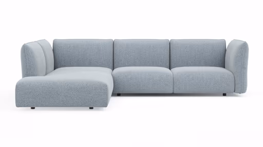 Ecksofa Motone - Ecke links mit 2,5-Sitzer, Stoff, Hellblau