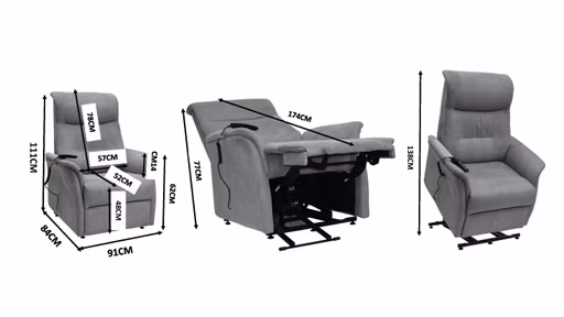 TV-Sessel MARCIO - Aufstehhilfe, Relaxfunktion, Stoff, Hellgrau