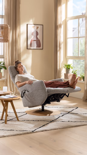 TV-Sessel Almyra - Größe M3, 2-motorisch, Stoff, Silbergrau