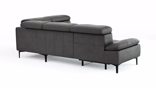 Ecksofa Felipa - 2,5-Sitzer mit Ecke rechts inkl. Armlehne verstellbar und Rückenlehne/Sitztiefe verstellbar (motorisch), Leder, Grau