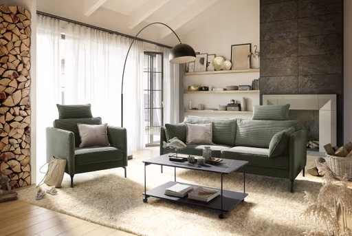 Sofa - 2-Sitzer, Stoff, Grün