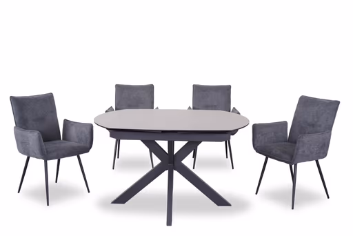 Esstisch MEGGIE - ausziehbar, LB ca. 130x100 cm, Glaskeramik, Grau