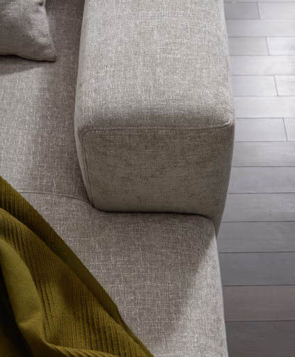 Ecksofa Caruso - 3-Sitzer, Longchair rechts, inklusive Kissen, Stoff, Graubeige