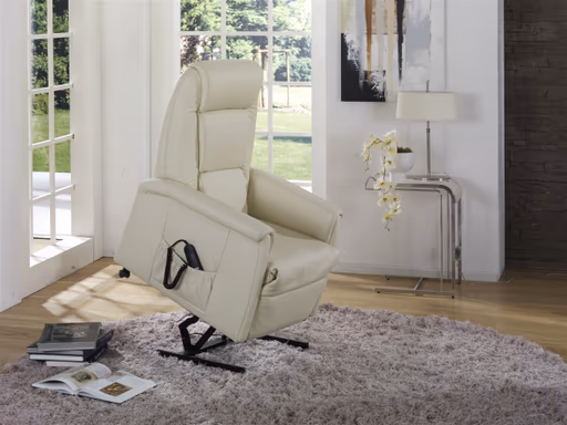 Fernsehsessel EM Mainz - Relaxfunktion 2-motorisch, Leder, beige