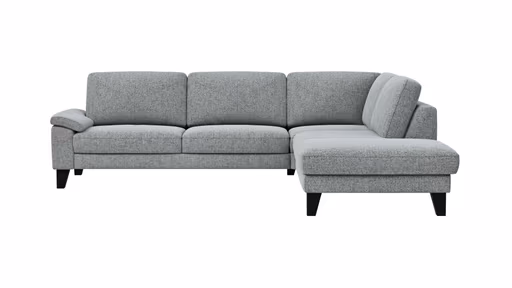 Ecksofa Oviedo - 2,5-Sitzer mit Ecke rechts, Stoff, Hellgrau