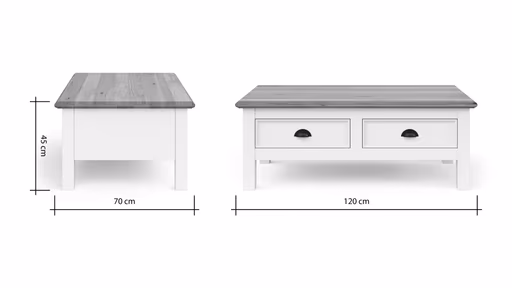 Couchtisch Louisiana - LBH ca. 70x120x45 cm, Weiß