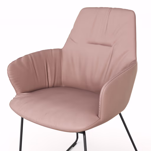 Armlehnstuhl Pegara - Leder, Mauve, Kufe