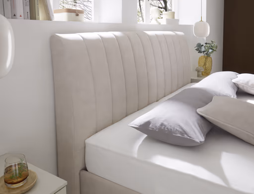 Polsterbett EM Mirano - mit Matratze, Liegefläche ca. 180x200 cm, Stoff, Beige