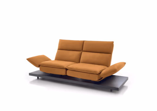 Sofa - 2-Sitzer, Relaxfunktion motorisch, Leder, Curry