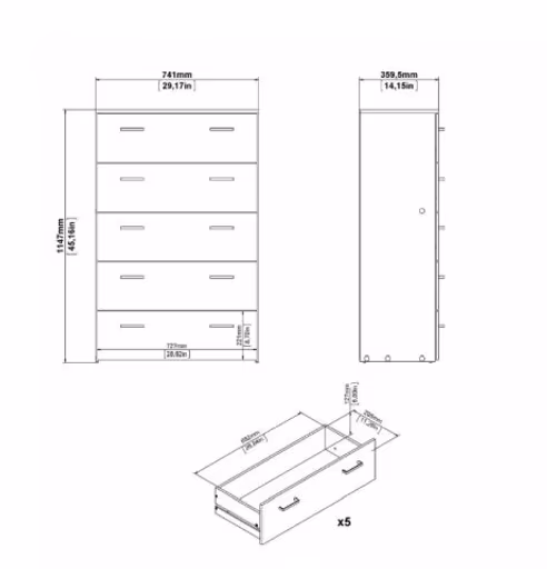 Kommode - B ca. 74 cm, Weiß