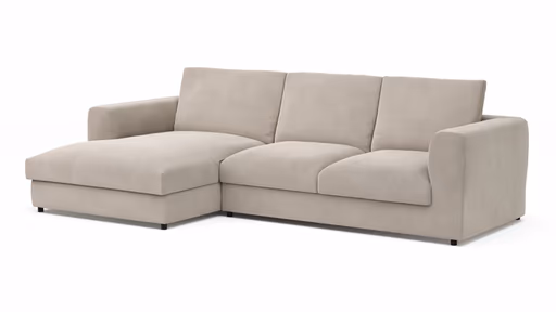 Ecksofa Stormy - Longchair links mit 2,5-Sitzer, Stoff, Creme