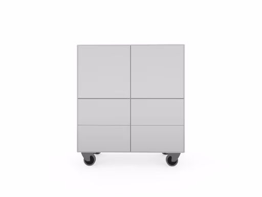 Highboard Edge - Lack weiß, auf Rollen