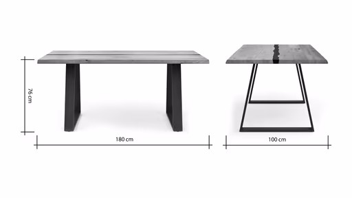 Esstisch Kima - LB ca. 180x100 cm, Wildeiche massiv mit Epoxid-Harz