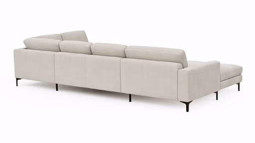 Wohnlandschaft Oviedo - Longchair links mit 2-Sitzer und Ecke rechts, Stoff, Natur