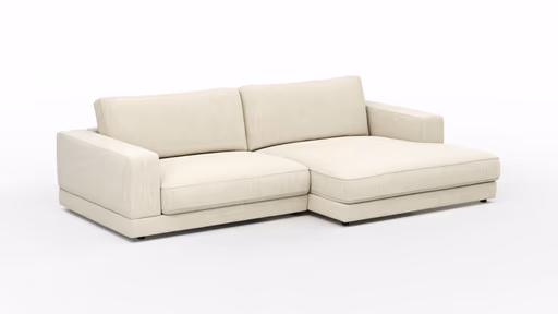 Ecksofa Juni - 1,5-Sitzer mit Longchair rechts, Stoff, Natur