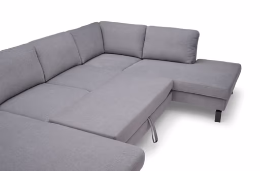 Wohnlandschaft CALM - Longchair links, 2-Sitzer, inkl. Schlaffunktion, Ecke rechts, Microfaser, Creme