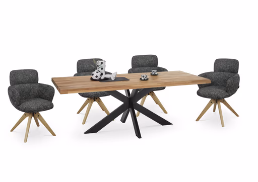 Armlehnstuhl MANJA - drehbar, Stoff, Graublau