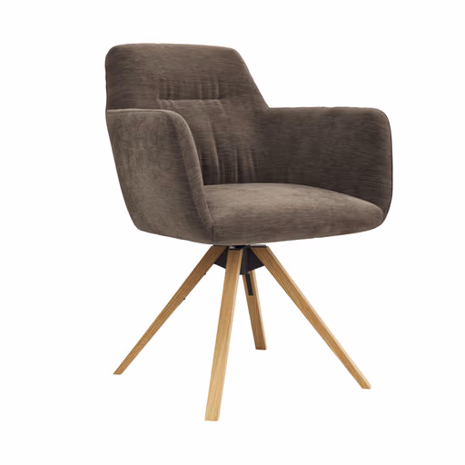 Armlehnstuhl Nashville - drehbar, Stoff, Dunkelbraun