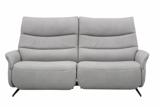 Sofa EM Lun - 3-Sitzer, Wall-Free Funktion, Kopfteilverstellung, Leder, grau