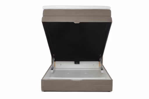 Boxspringbett JANETT- Liegefläche ca. 140x200 cm, Stoff, Hellbraun 