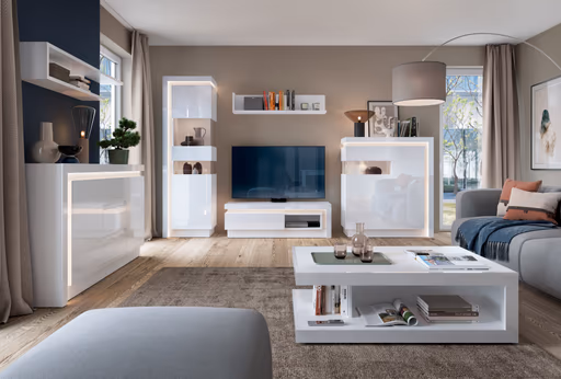 Vitrine - mit Beleuchtung, Weiß