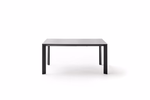 Esstisch Hakon - ausziehbar, LB 160x90 cm, Keramik, Dunkelgrau, Gestell Schwarz