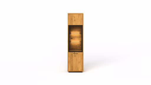 Vitrine Savannah - Anschlag rechts, inkl. Beleuchtung, Wildeiche massiv, natur geölt