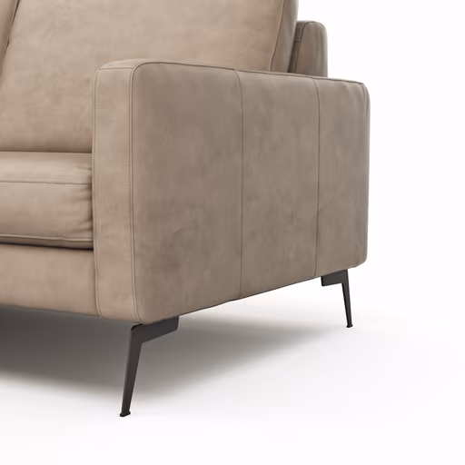 Ecksofa Enna - Longchair Links mit 3-Sitzer, Armlehne A, Leder, Taupe