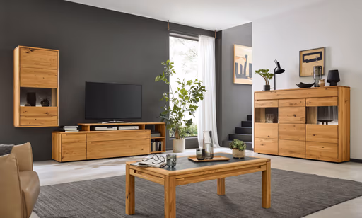 Wohnwand - Astbuche massiv