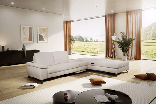  Ecksofa Colombia - 2,5-Sitzer mit Ecke rechts. Stoff, Elfenbein