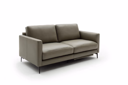 Sofa Cuneo - 2-Sitzer, Leder, Graubraun, Relaxfunktion, motorisch