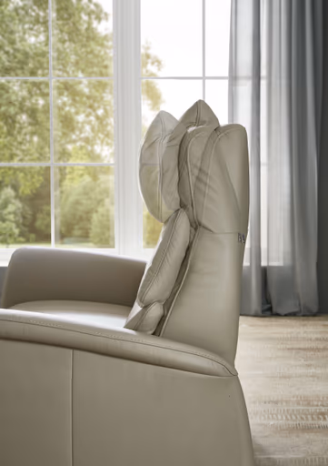 Sofa - 2,5-Sitzer, Kopfteil verstellbar, Leder, Perlmutt,